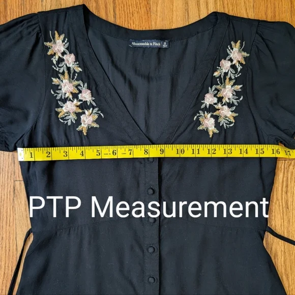 Abercrombie & Fitch Black Embroidery Knee-Length Dress in Small - Picture 7 of 15